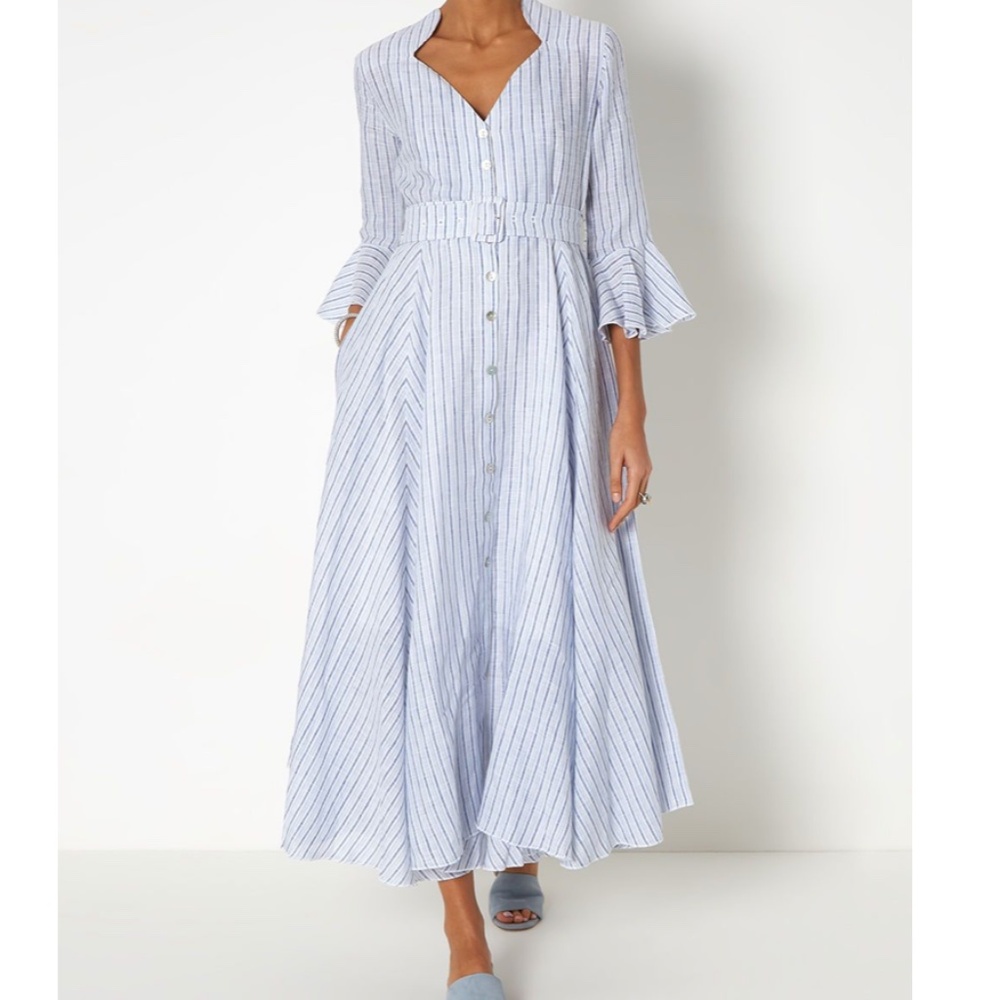 NWT Gul Hurgel 100% Striped Linen Rena Dress - Picture 2 of 5